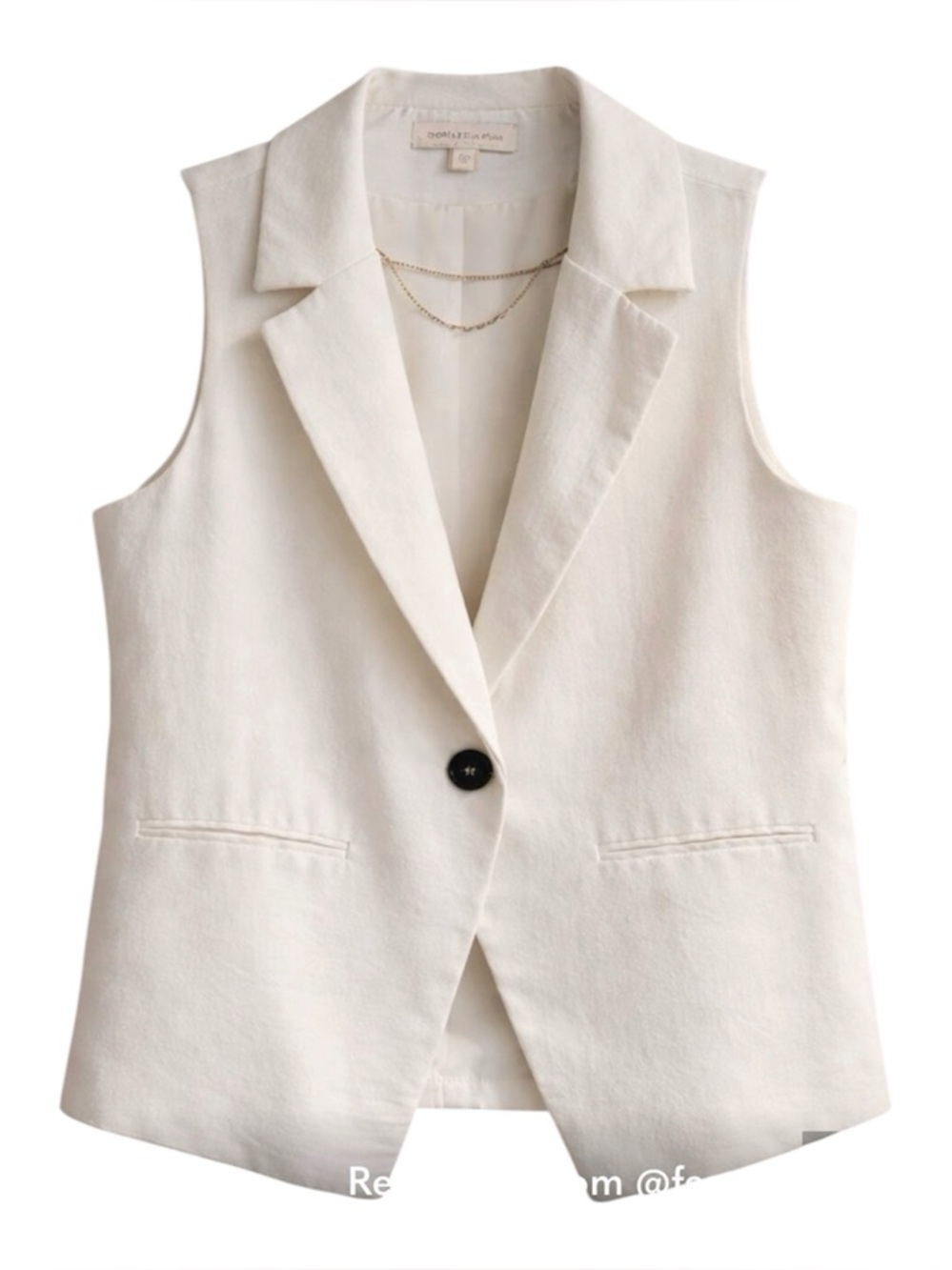 Monteau Los Angeles Sleeveless Blazer Vest White Cream Size M